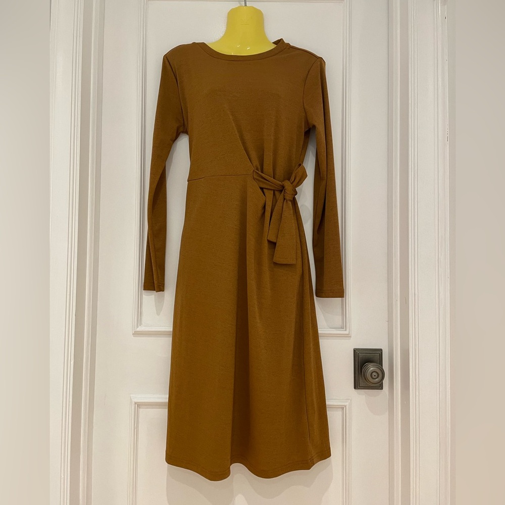 NWOT Chic Long Sleeve Brown Dress